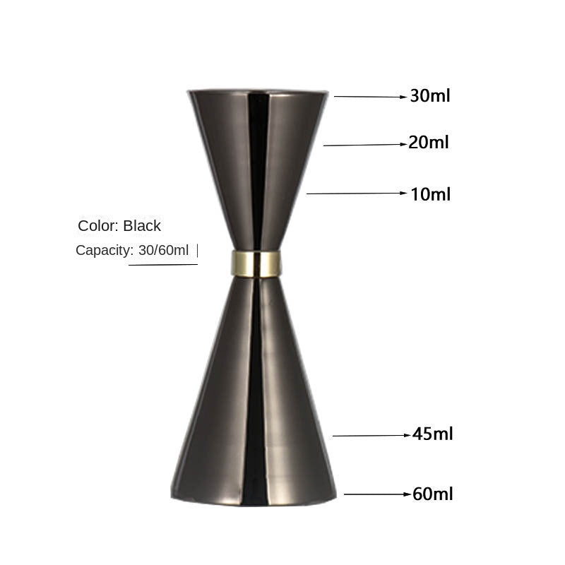 Stainless Steel Dual-Head Cocktail Jigger – Gold Ring Hourglass Measuring Cup