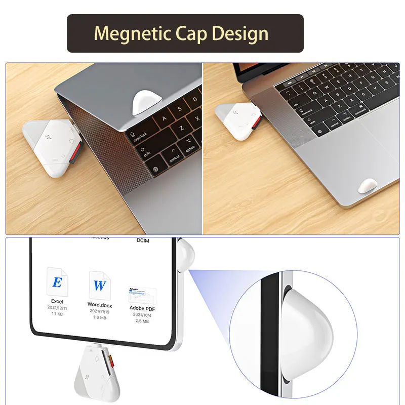 3-in-1 SD & TF Memory Card Reader with USB 2.0 and Type-C