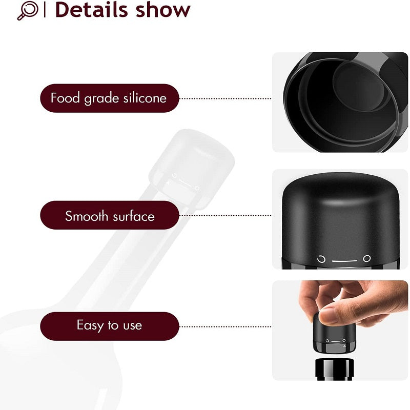 Food-Grade Silicone Wine & Champagne Bottle Stopper – 7-Day Freshness Seal | Lock Mechanism | Gift Box
