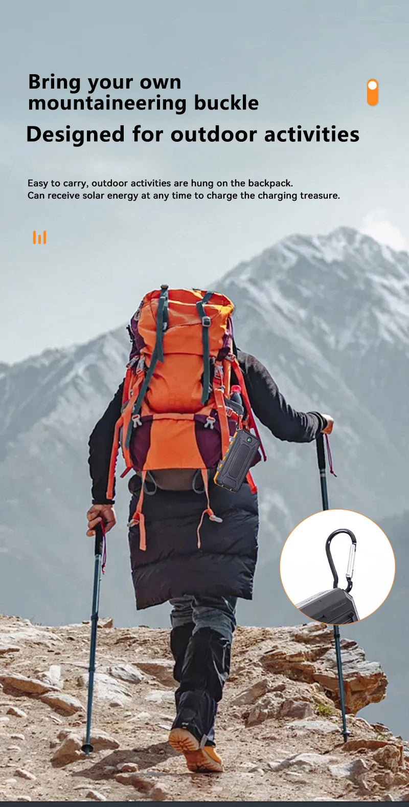10,000mAh Solar Power Bank with Flashlights & Compass