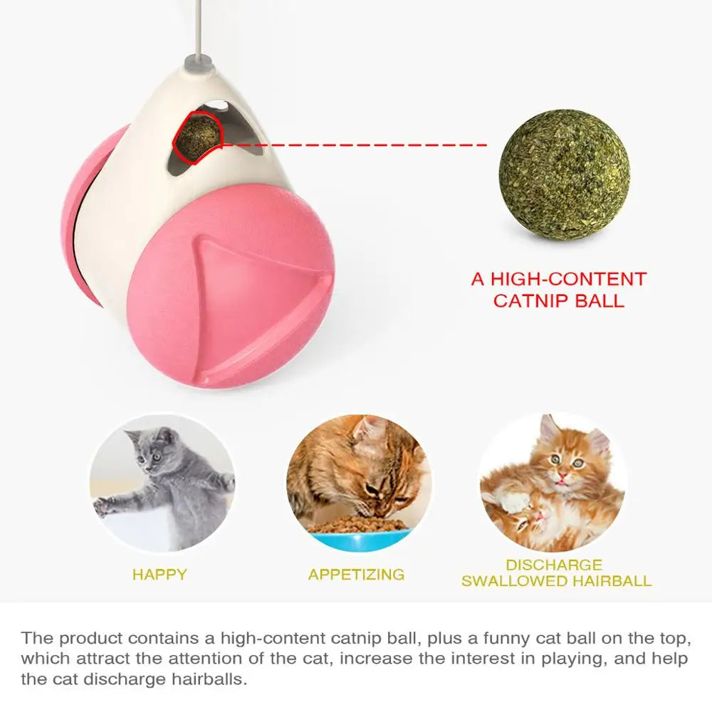 Self-Balancing Wheeled Cat Toy – Auto-Righting Balance Car with Feather Wand & Ball Teaser | Hands-Free | Cats & Kittens | 5 Colors
