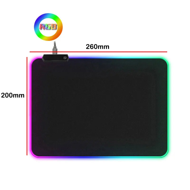 RGB LED Gaming Mouse Pad with Non-Slip Rubber Base, 4 mm