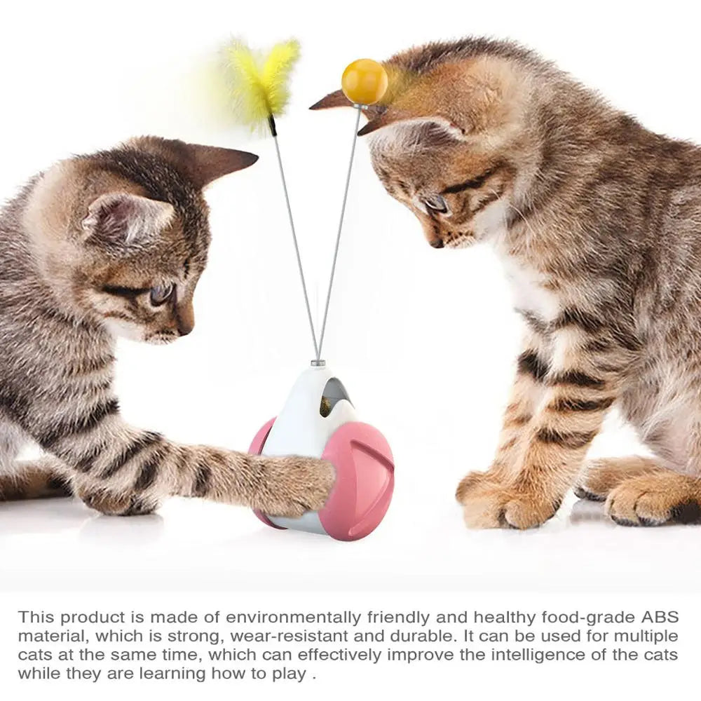 Self-Balancing Wheeled Cat Toy – Auto-Righting Balance Car with Feather Wand & Ball Teaser | Hands-Free | Cats & Kittens | 5 Colors