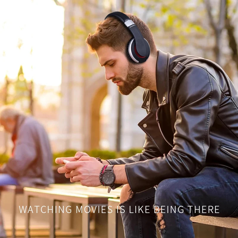MH7 Foldable Wireless Bluetooth Headphones with Mic – TF Card, FM Radio & AUX Support