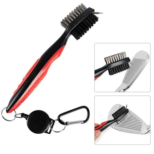 Double-Sided Golf Groove Cleaning Brush – Clips to Bag with Keychain