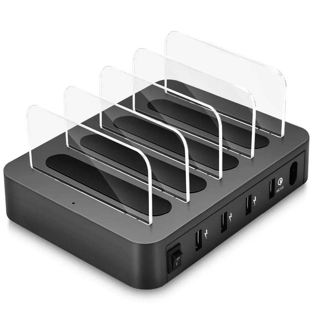 4-Port 24W USB Charging Station Dock with Device Organizer