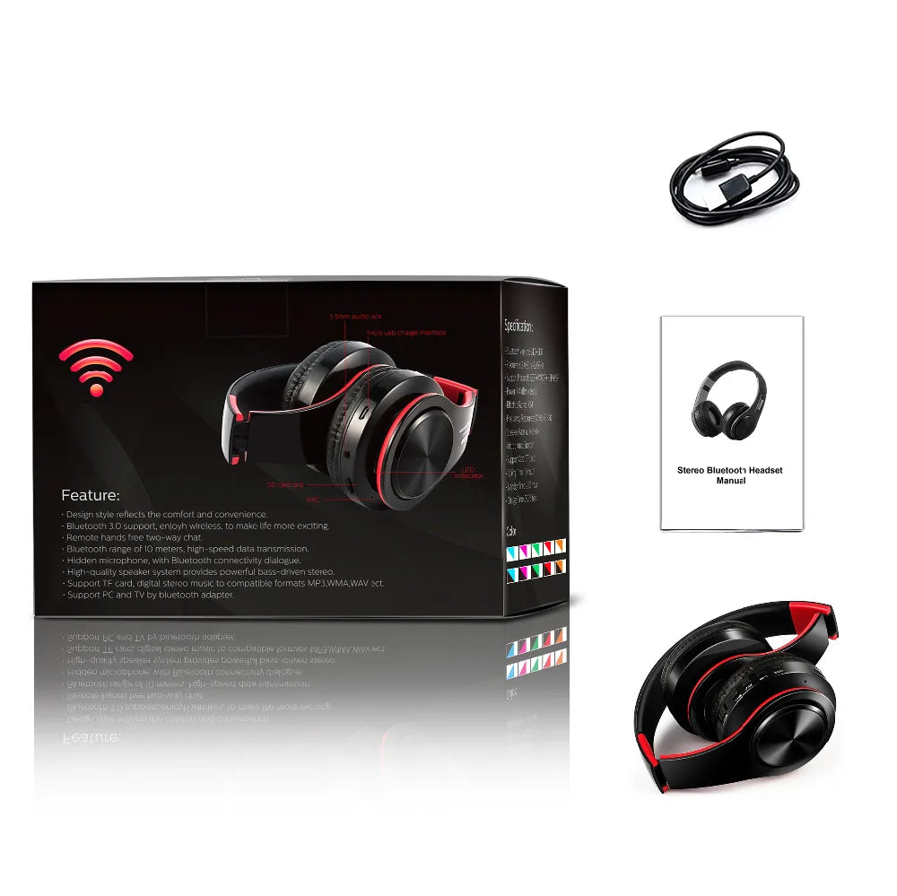 Foldable Bluetooth 5.0 Wireless Headphones with MP3, FM Radio and Microphone