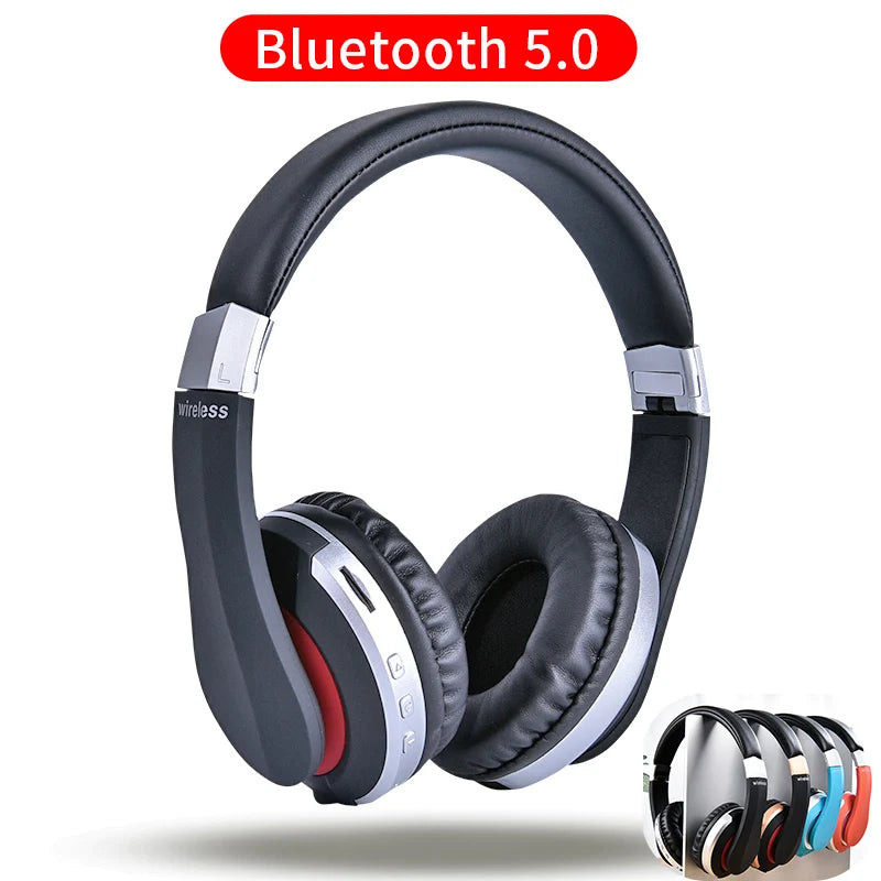 MH7 Foldable Wireless Bluetooth Headphones with Mic – TF Card, FM Radio & AUX Support