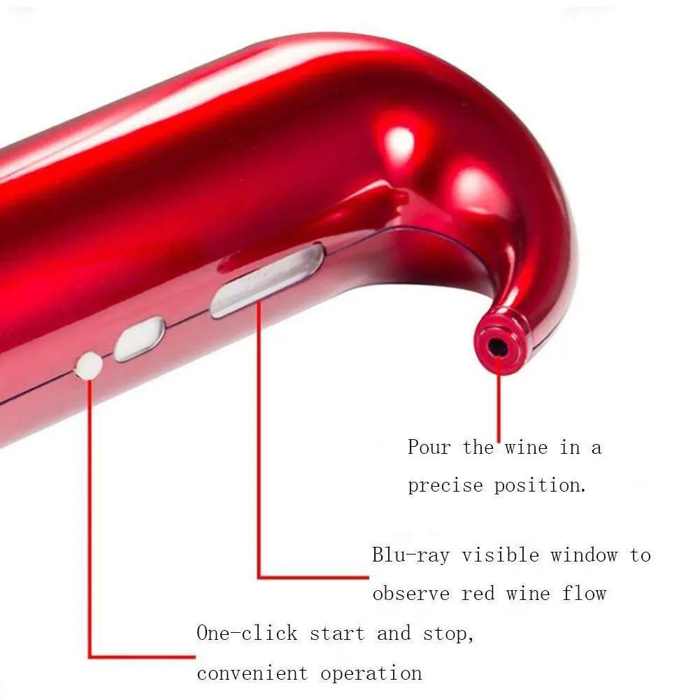 Portable Electric Wine Aerator & Pourer – One-Touch USB Rechargeable Wine Decanter Dispenser | Black, Red & White