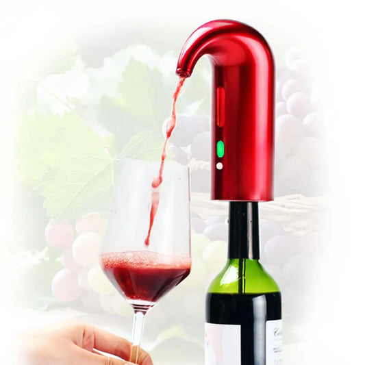 Portable Electric Wine Aerator & Pourer – One-Touch USB Rechargeable Wine Decanter Dispenser | Black, Red & White
