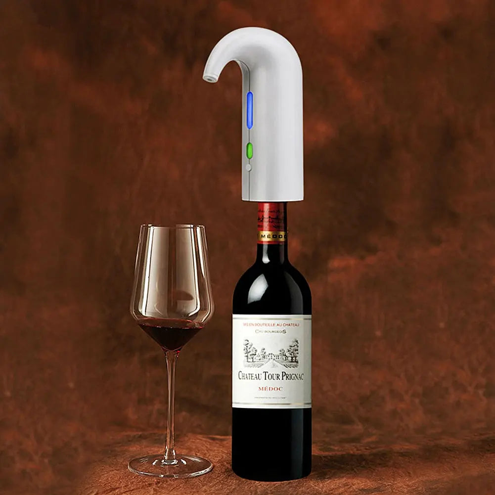 Portable Electric Wine Aerator & Pourer – One-Touch USB Rechargeable Wine Decanter Dispenser | Black, Red & White