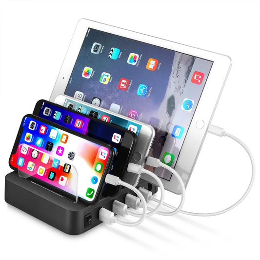 4-Port 24W USB Charging Station Dock with Device Organizer