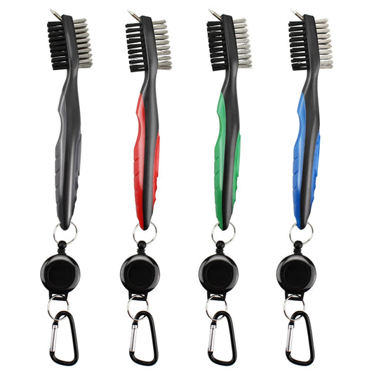 Double-Sided Golf Groove Cleaning Brush – Clips to Bag with Keychain