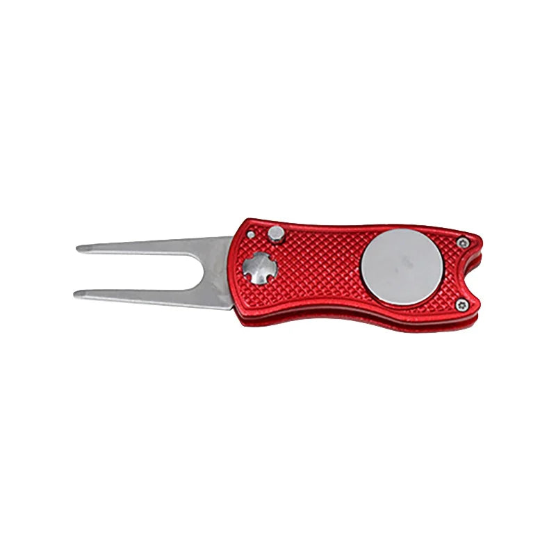 Foldable Golf Divot Tool with Magnetic Ball Marker – Stainless Steel Pitch Fork