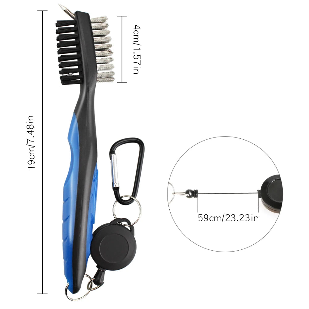 Double-Sided Golf Groove Cleaning Brush – Clips to Bag with Keychain