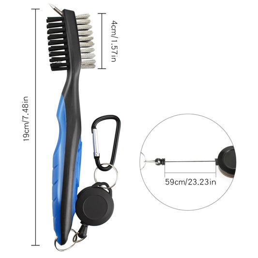 Double-Sided Golf Groove Cleaning Brush – Clips to Bag with Keychain