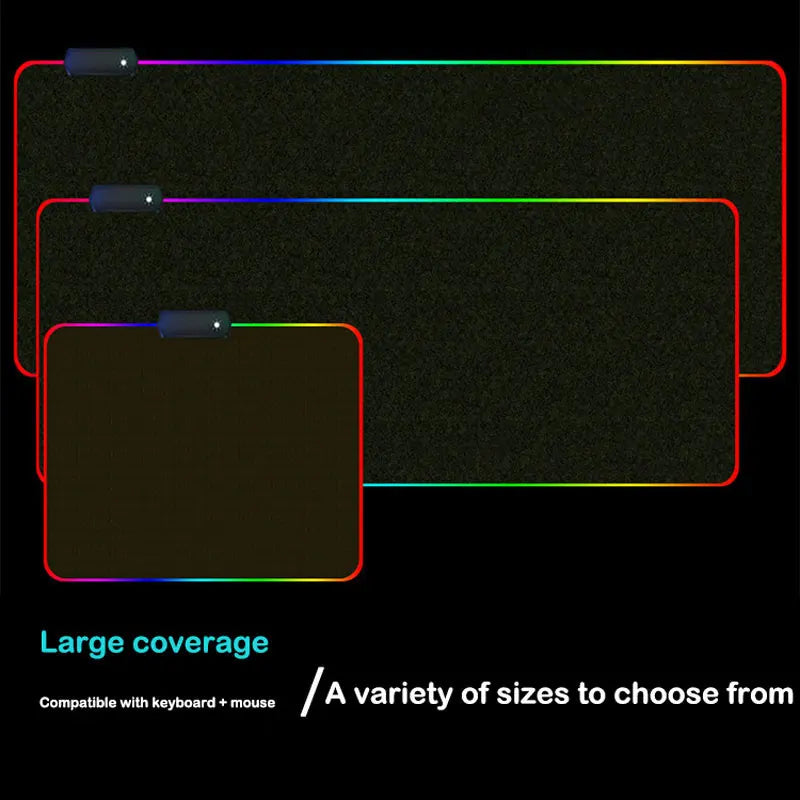 RGB LED Gaming Mouse Pad with Non-Slip Rubber Base, 4 mm