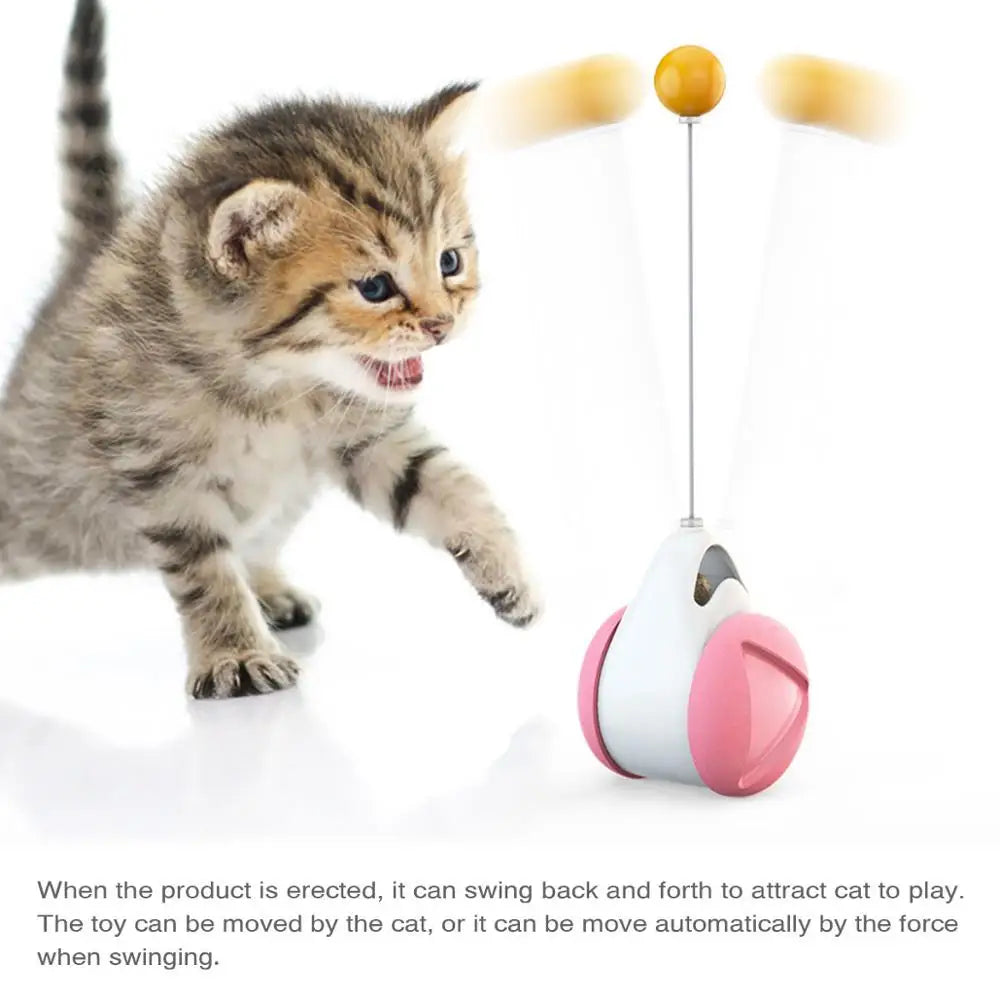 Self-Balancing Wheeled Cat Toy – Auto-Righting Balance Car with Feather Wand & Ball Teaser | Hands-Free | Cats & Kittens | 5 Colors