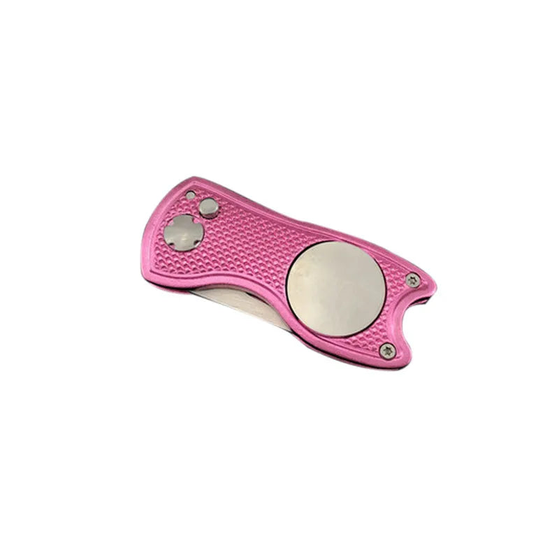 Foldable Golf Divot Tool with Magnetic Ball Marker – Stainless Steel Pitch Fork