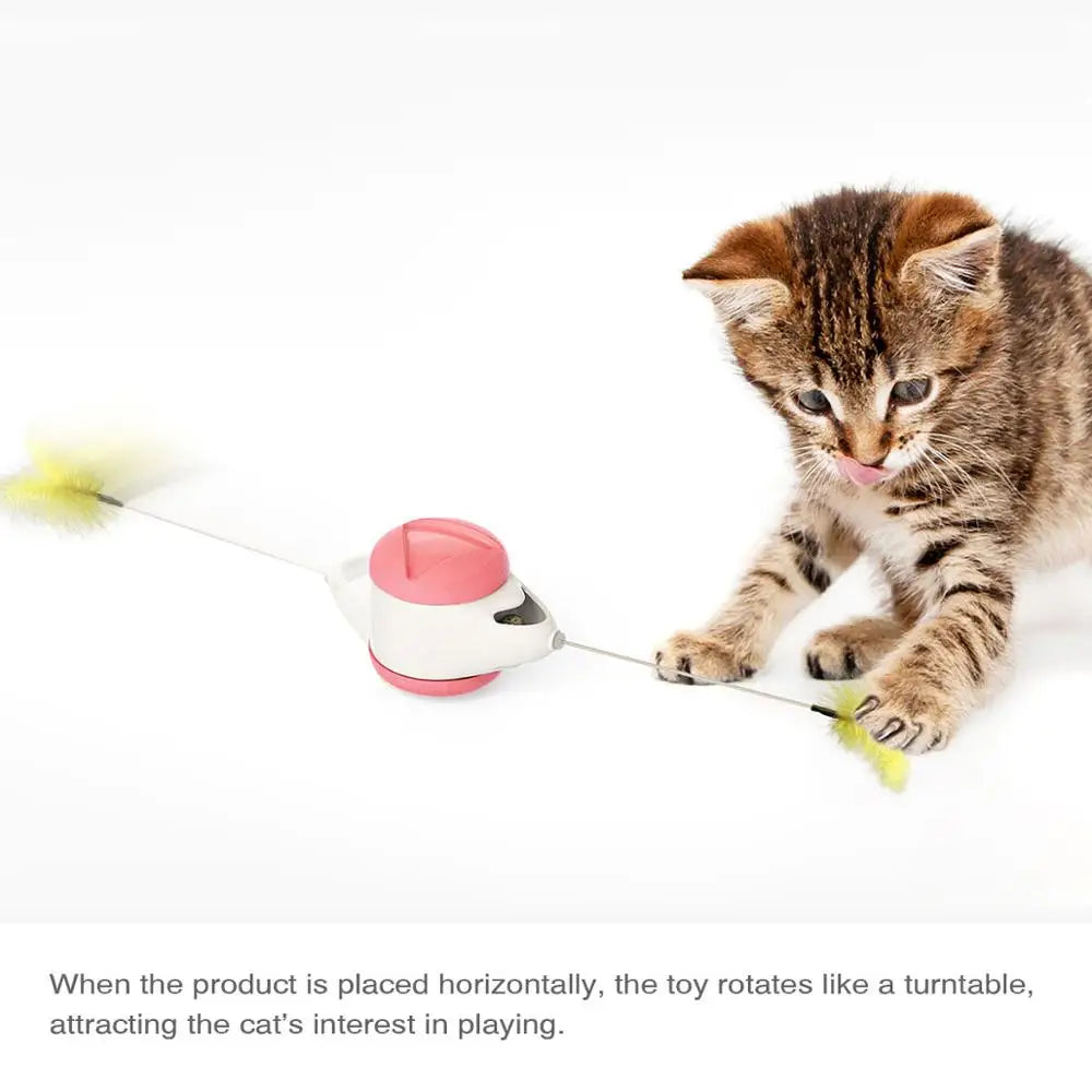 Self-Balancing Wheeled Cat Toy – Auto-Righting Balance Car with Feather Wand & Ball Teaser | Hands-Free | Cats & Kittens | 5 Colors