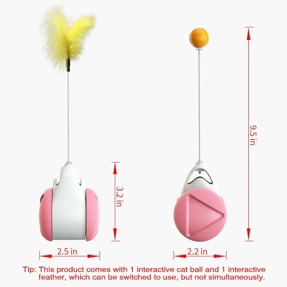 Self-Balancing Wheeled Cat Toy – Auto-Righting Balance Car with Feather Wand & Ball Teaser | Hands-Free | Cats & Kittens | 5 Colors